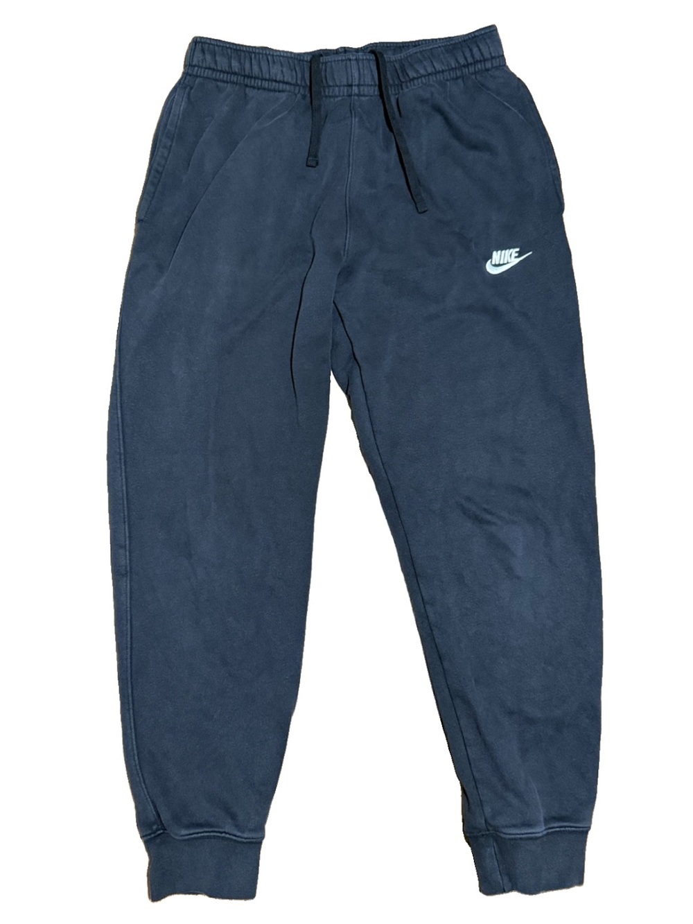 Nike Pants Mens M Black Fleece Joggers Sweatpants Drawstring Logo Athletic